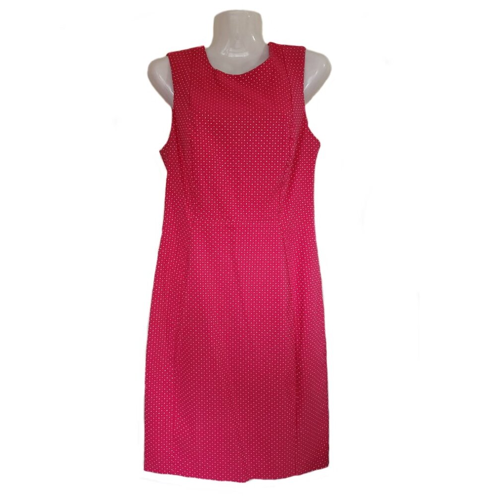 Calvin Klein Pink with White Polka Dot Sleeveless Bodycon Dress Size 8